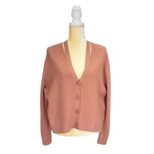 Skull Cashmere Cardigan Sweater Women’s Medium Color= Salmon V-Neck Warm New NWT